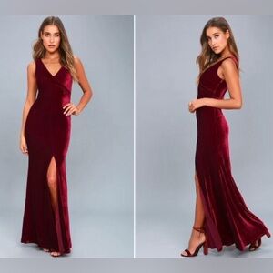 Lulus Red Velvet Maxi Dress